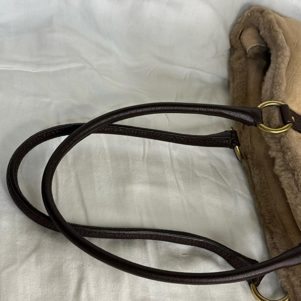 Salvatore Ferragamo Tan Suede Shearling Tote