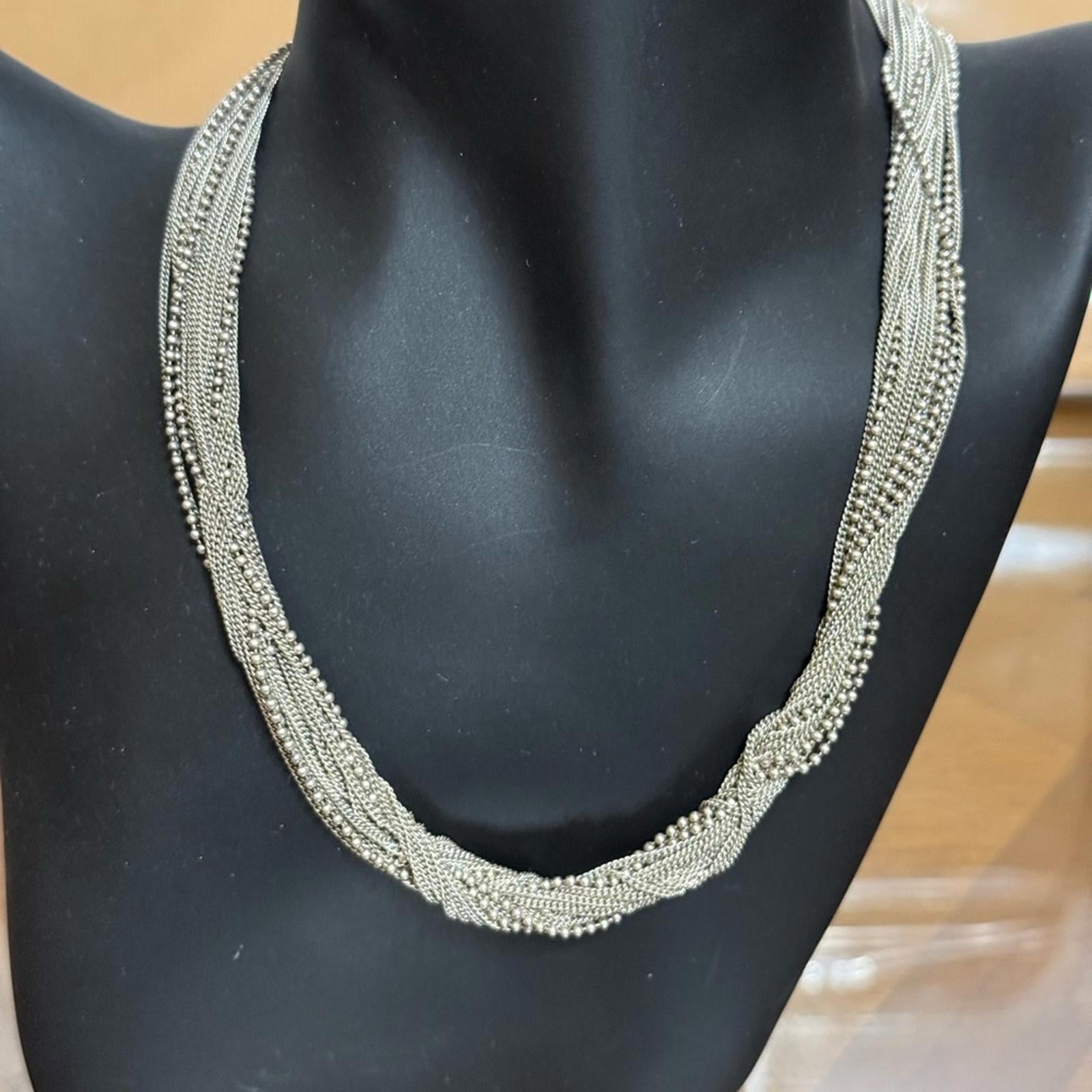 Elegant Sterling Silver Multi Strand Necklace 49.1g
