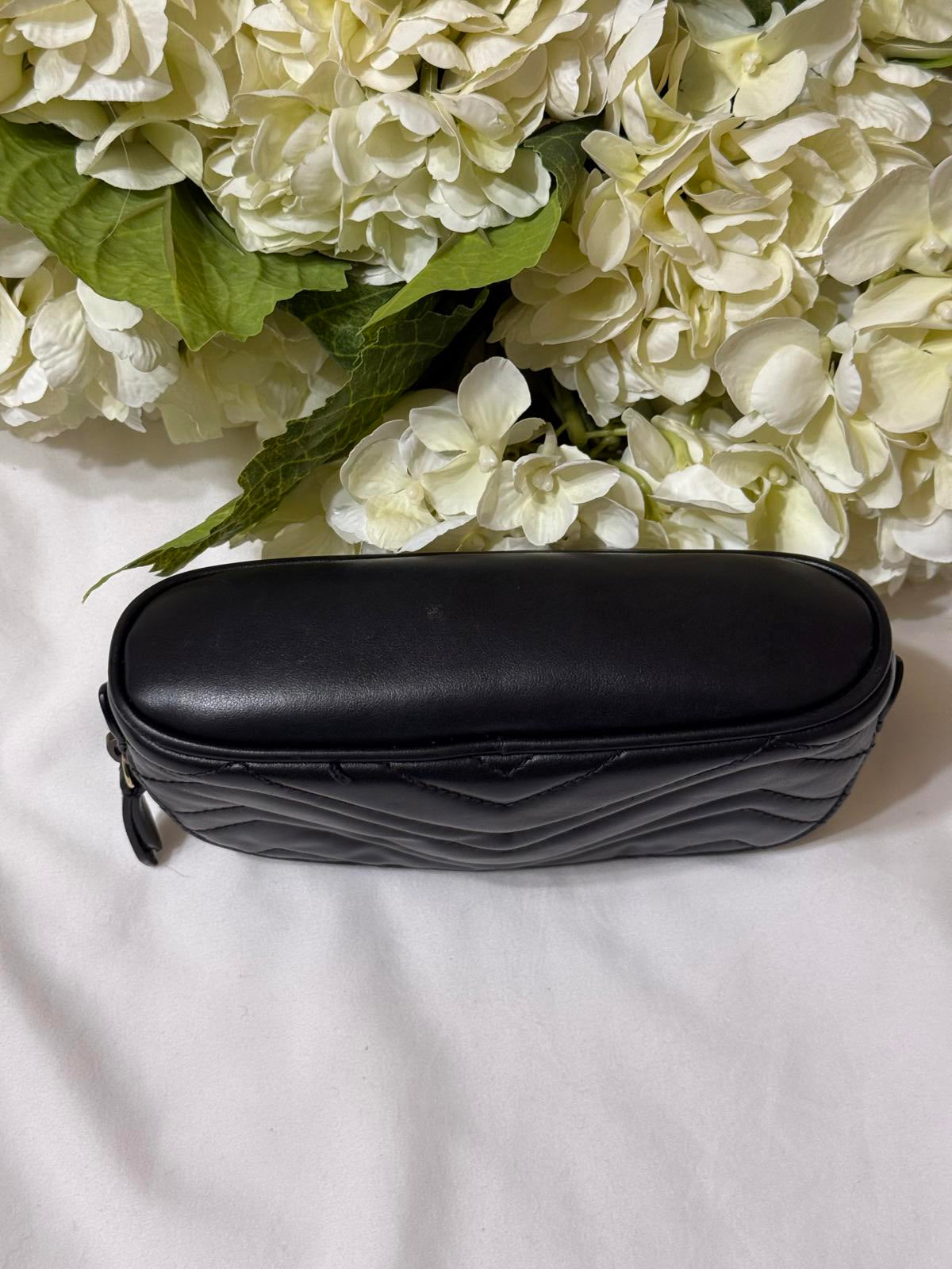 Gucci GG Marmont Black Leather Quilted Makeup Bag