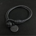 Bottega Veneta Dark Gray Braided Leather Bracelet