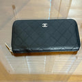 Chanel Black Quilted Grain Leather Wallet
