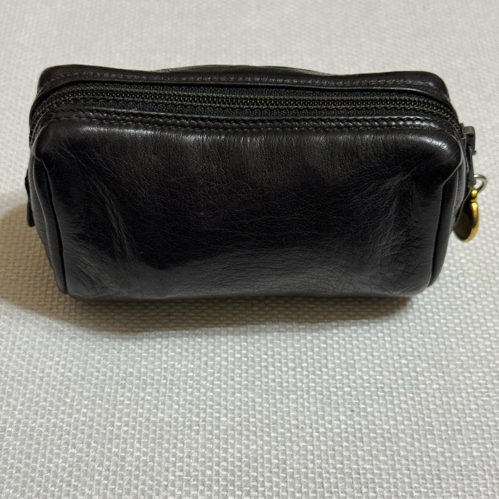 Vintage CHANEL Black Leather Logo Pouch