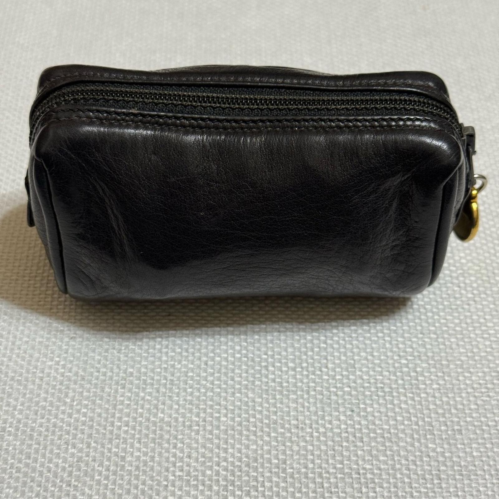 Vintage CHANEL Black Leather Logo Pouch