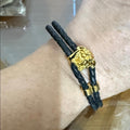 Versace Medusa Black Braided Leather Bracelet with Gold Accents