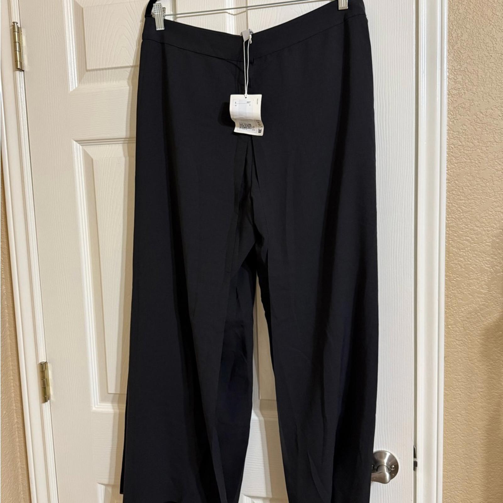 New COS Black Overlay Wide-Leg Trousers 12