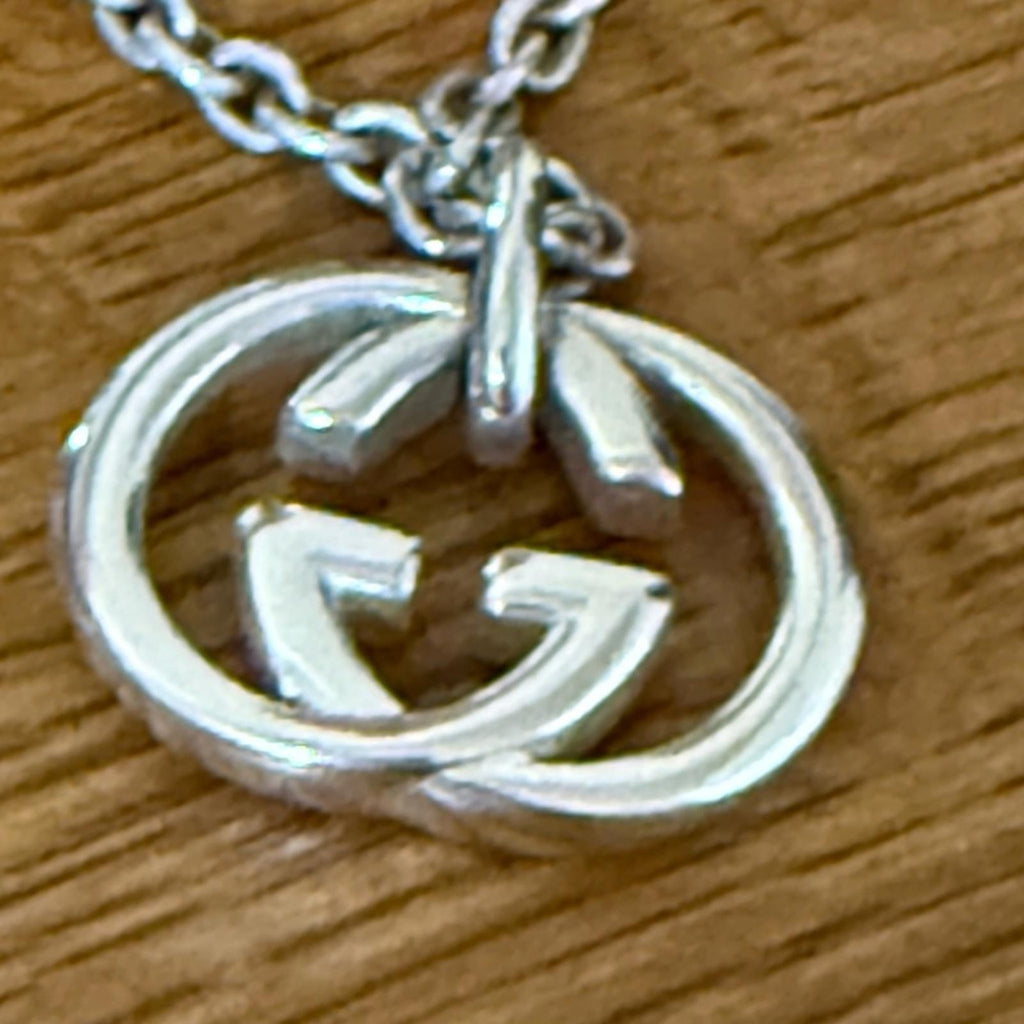 Gucci Interlocking GG Silver Necklace and Pendant 19”