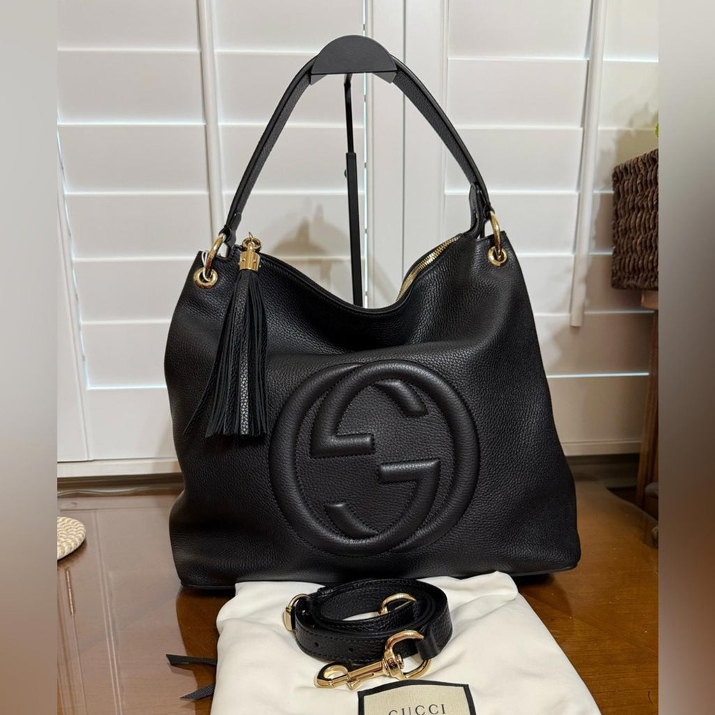 Gucci Black Soho 2 Way Leather Hobo Bag with Tassel