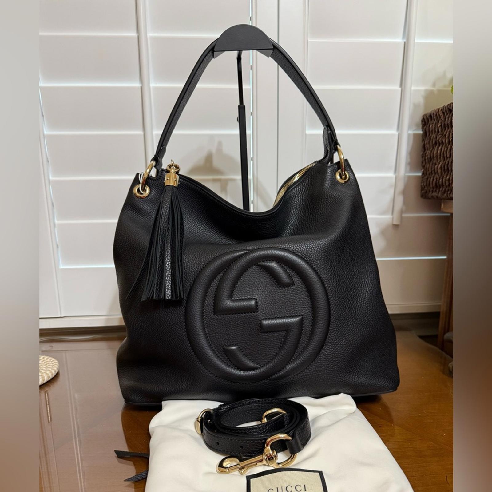 Gucci Black Soho 2 Way Leather Hobo Bag with Tassel