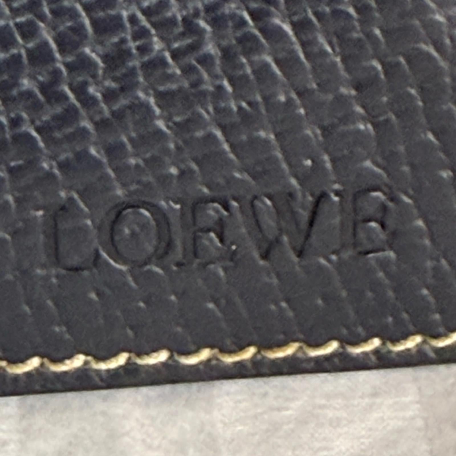 Loewe Bowling Bag in Dark Blue Grained Leather with Contrasting Stitching