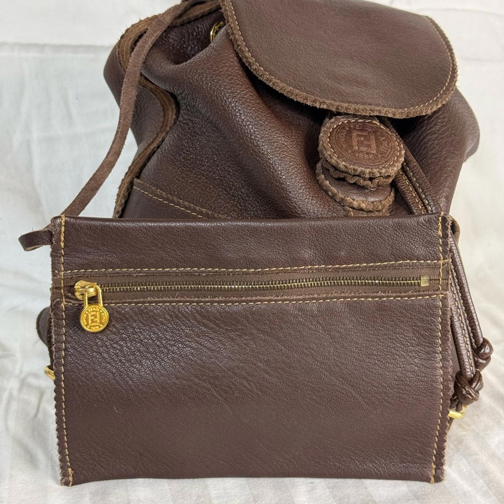 Fendi Rare Dark Brown Leather Mini Backpack
