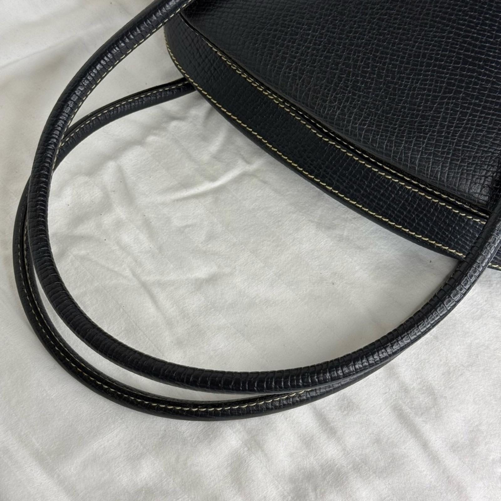 Loewe Bowling Bag in Dark Blue Grained Leather with Contrasting Stitching