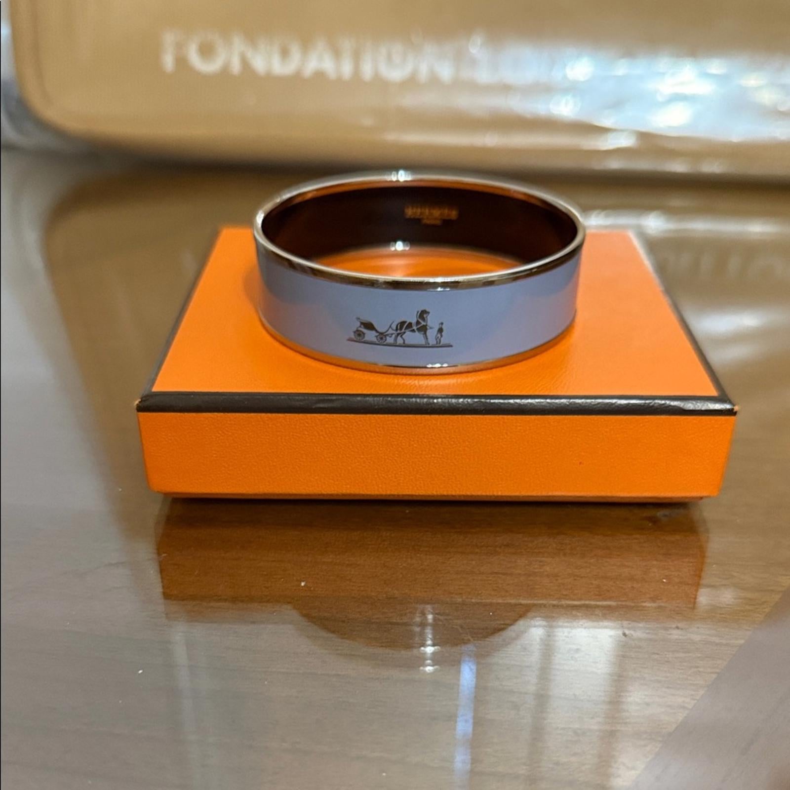 Hermes Blue Enamel Bangle Bracelet