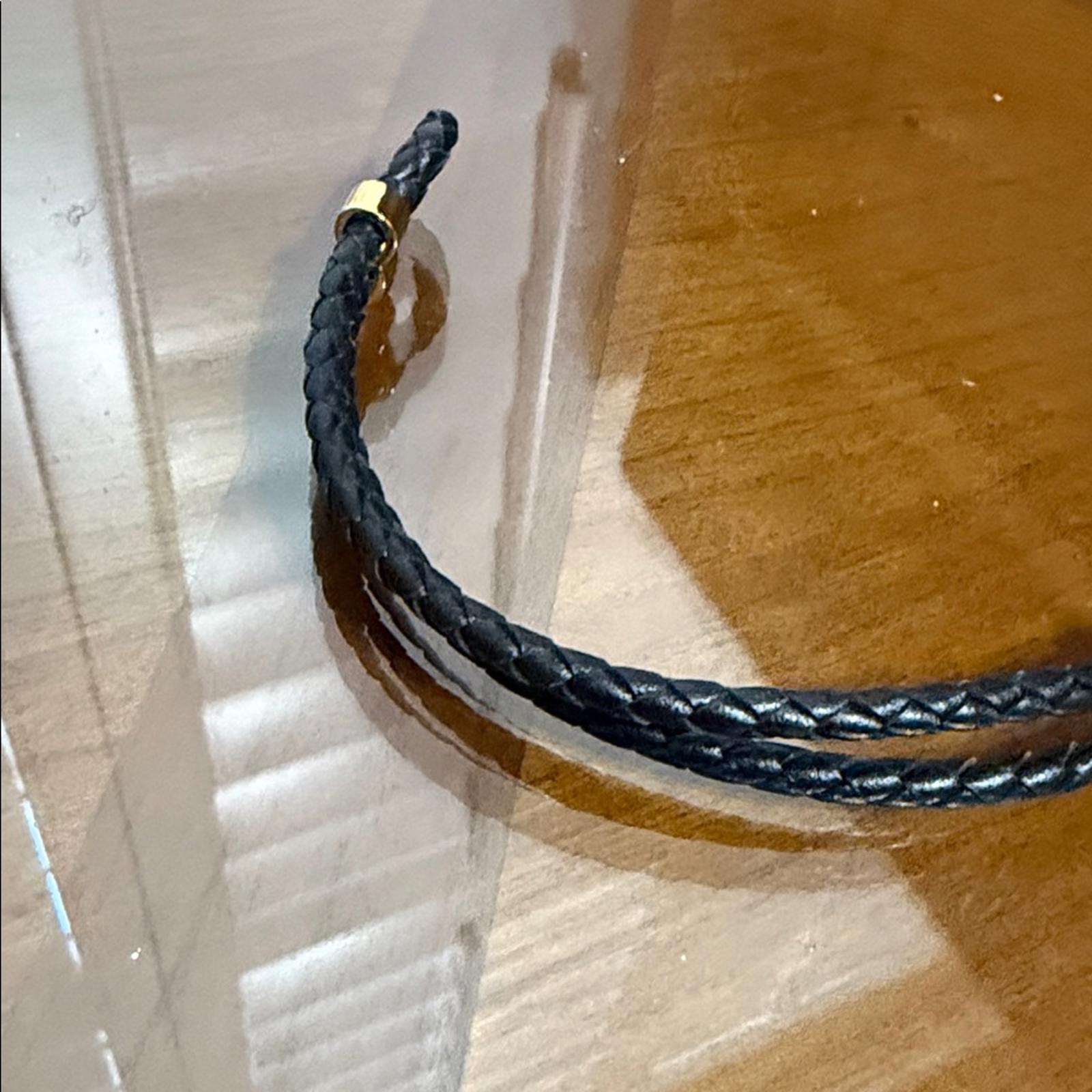 Versace Medusa Black Braided Leather Bracelet with Gold Accents