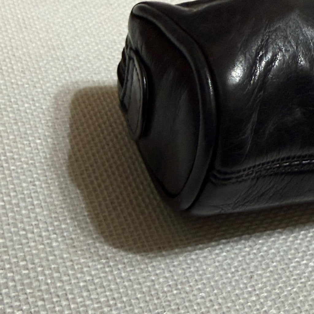 Vintage CHANEL Black Leather Logo Pouch