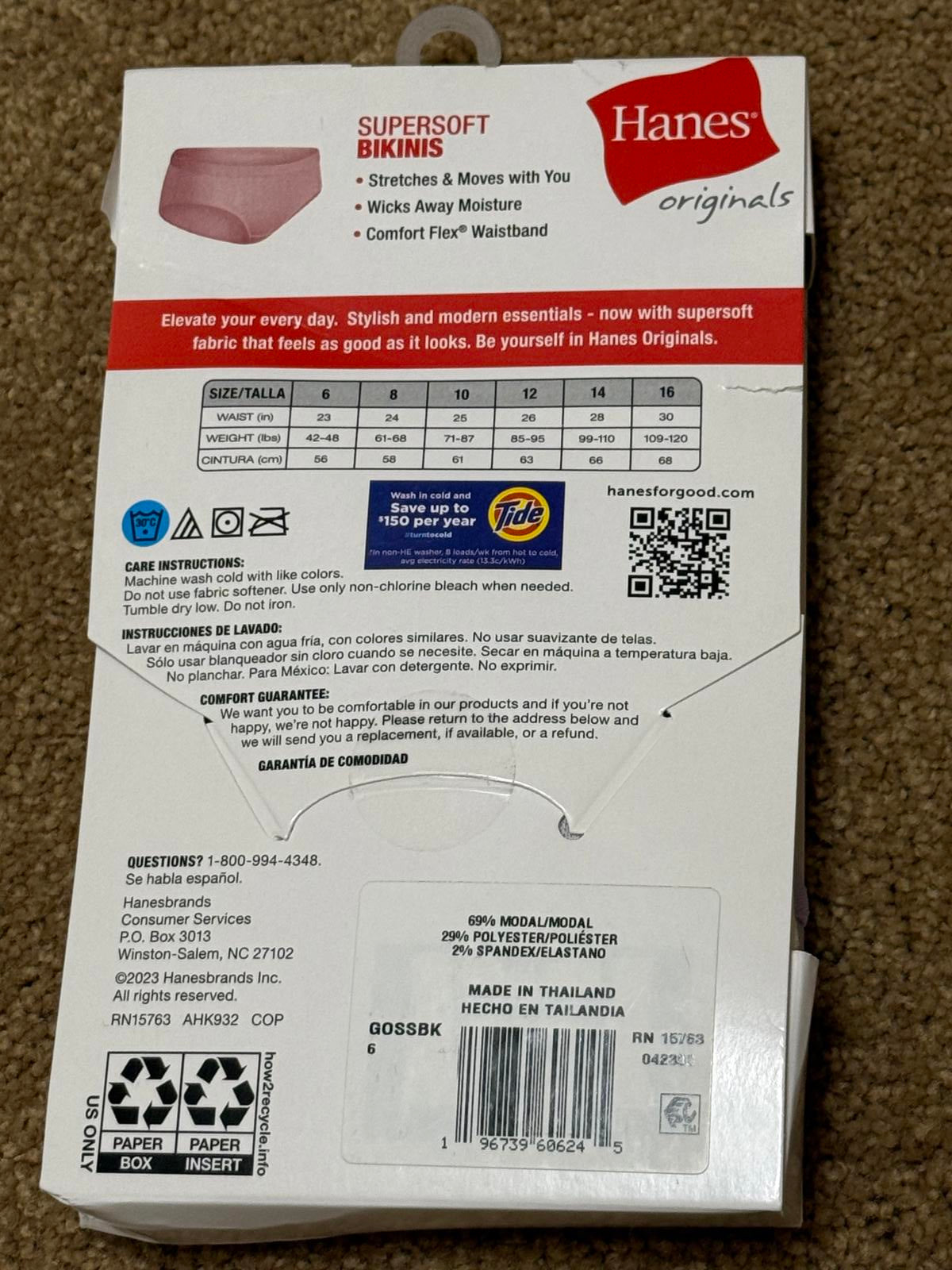 New Hanes 5 Girls Tagless Bikinis Size 6