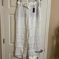 New White Linen Belted Pants 8