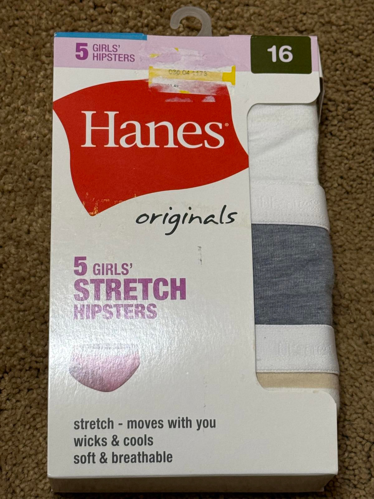 New Hanes 5 Pack of Girls Hipsters Size 16