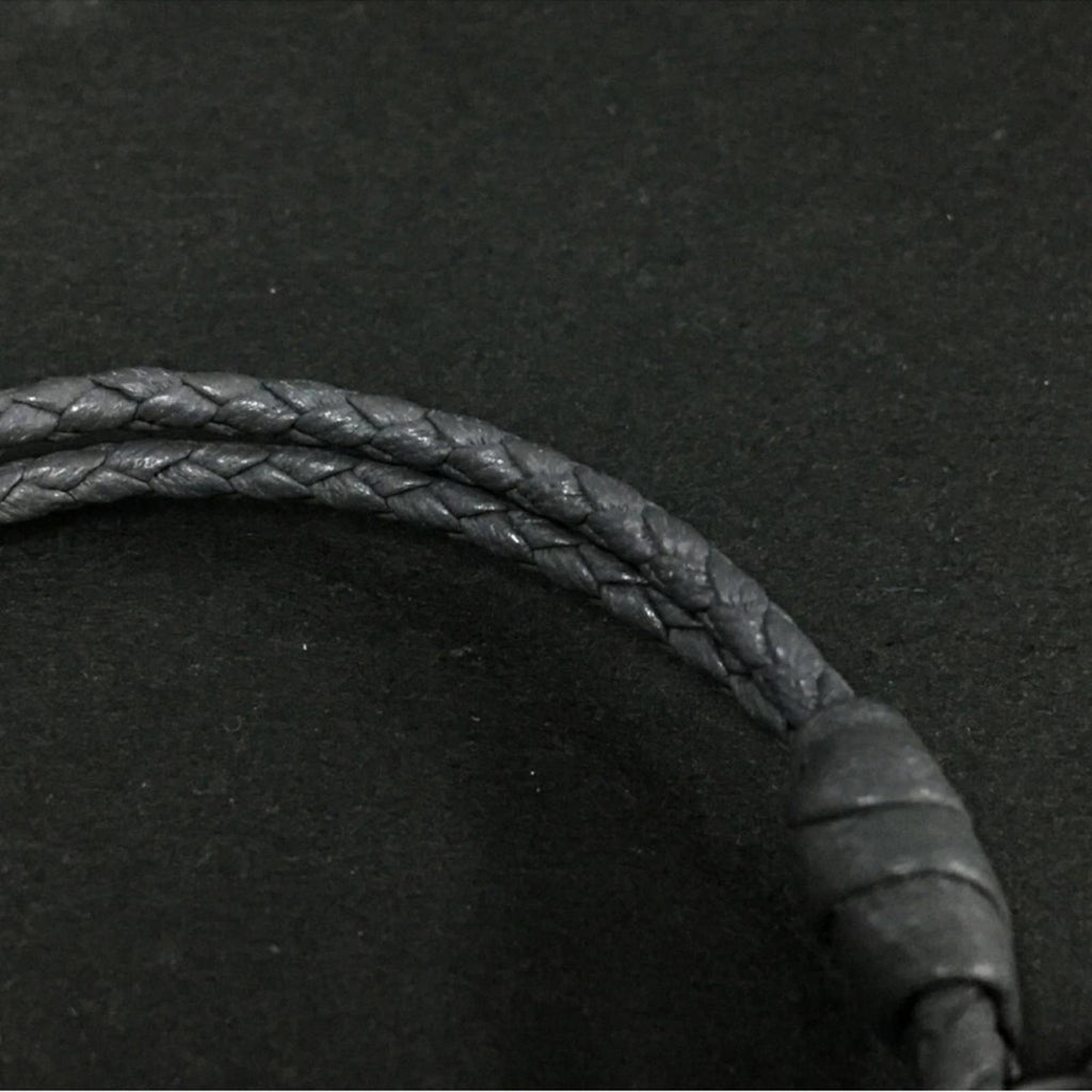 Bottega Veneta Dark Gray Braided Leather Bracelet