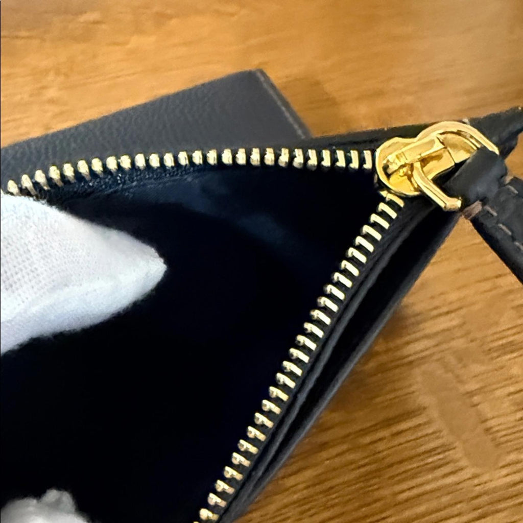 New Burberry Black Trifold Leather Wallet with Gold Logo
