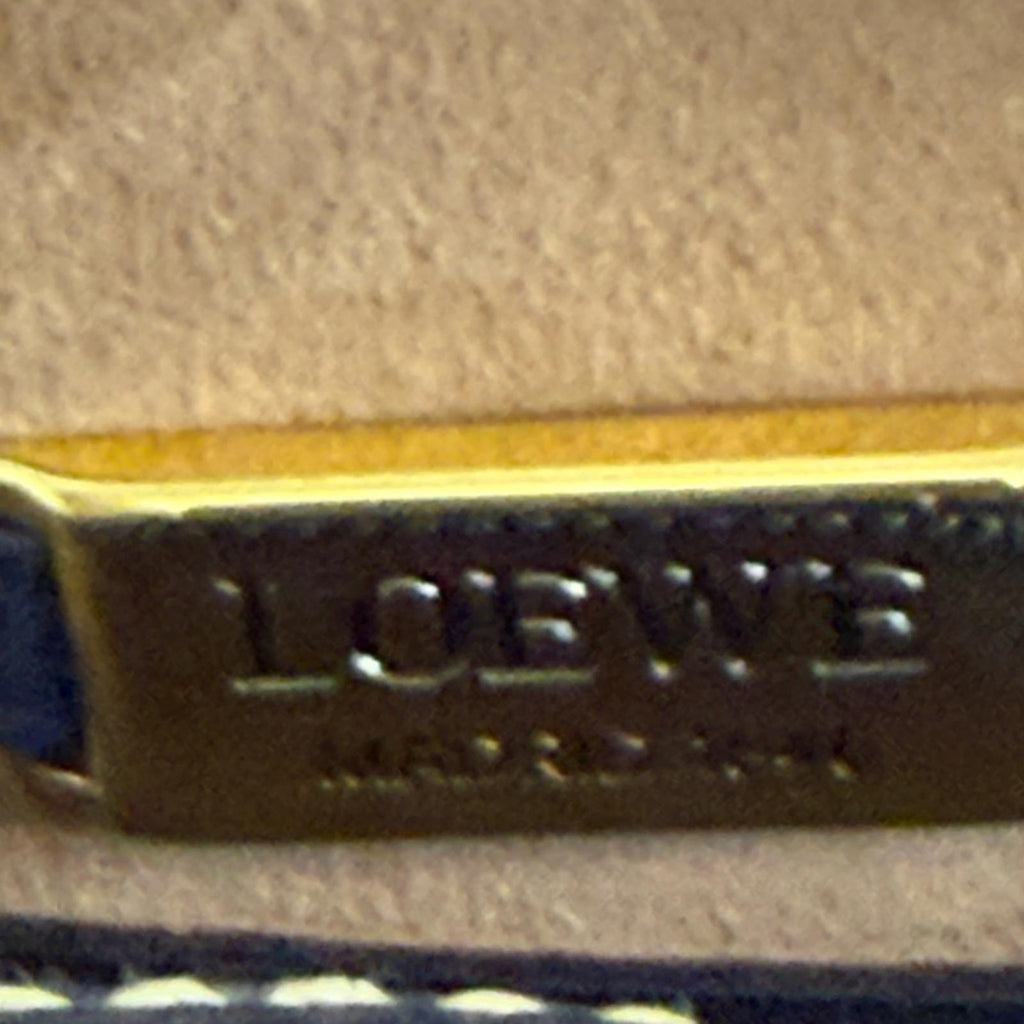 Loewe Bowling Bag in Dark Blue Grained Leather with Contrasting Stitching