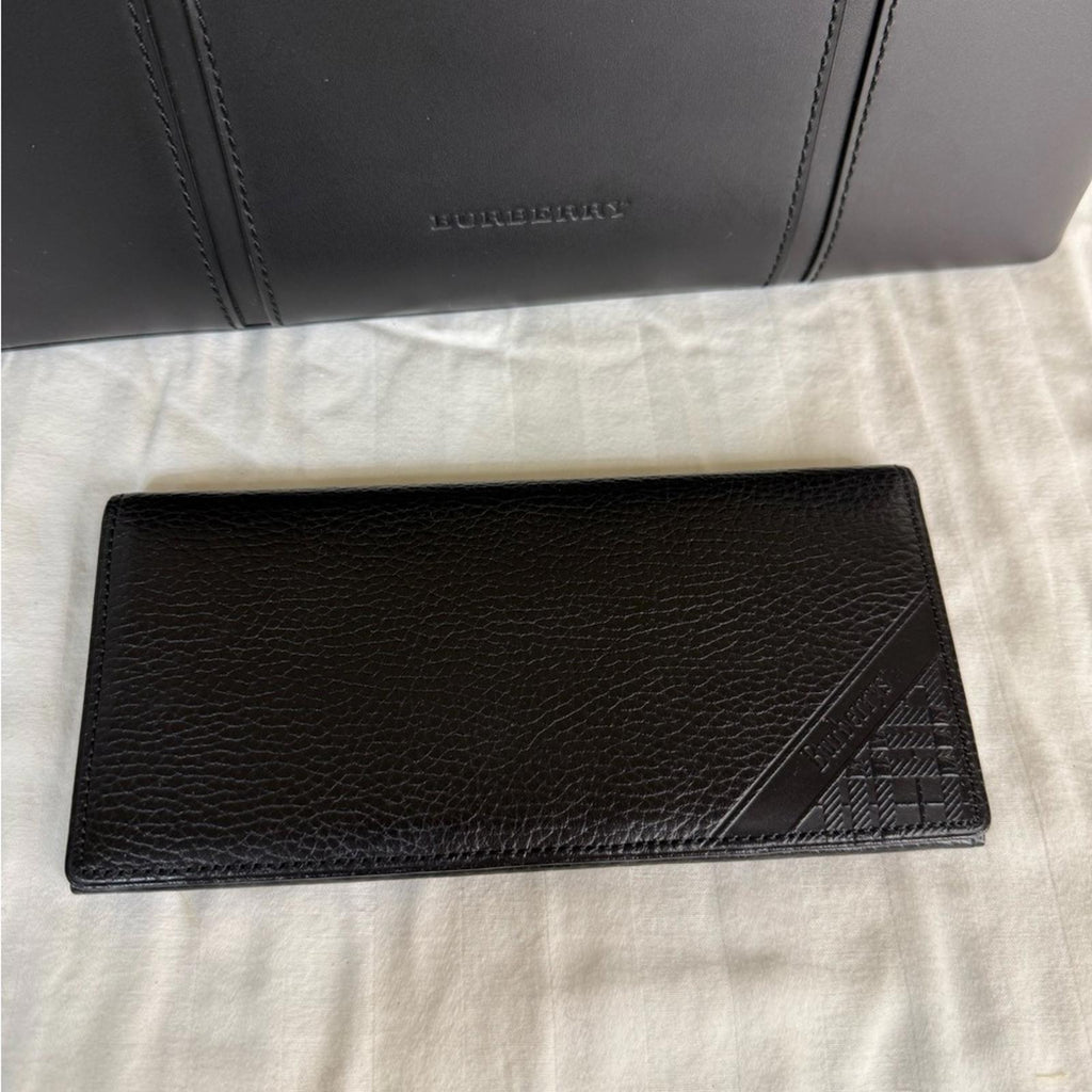 Burberry Black Leather Tote and Wallet Set