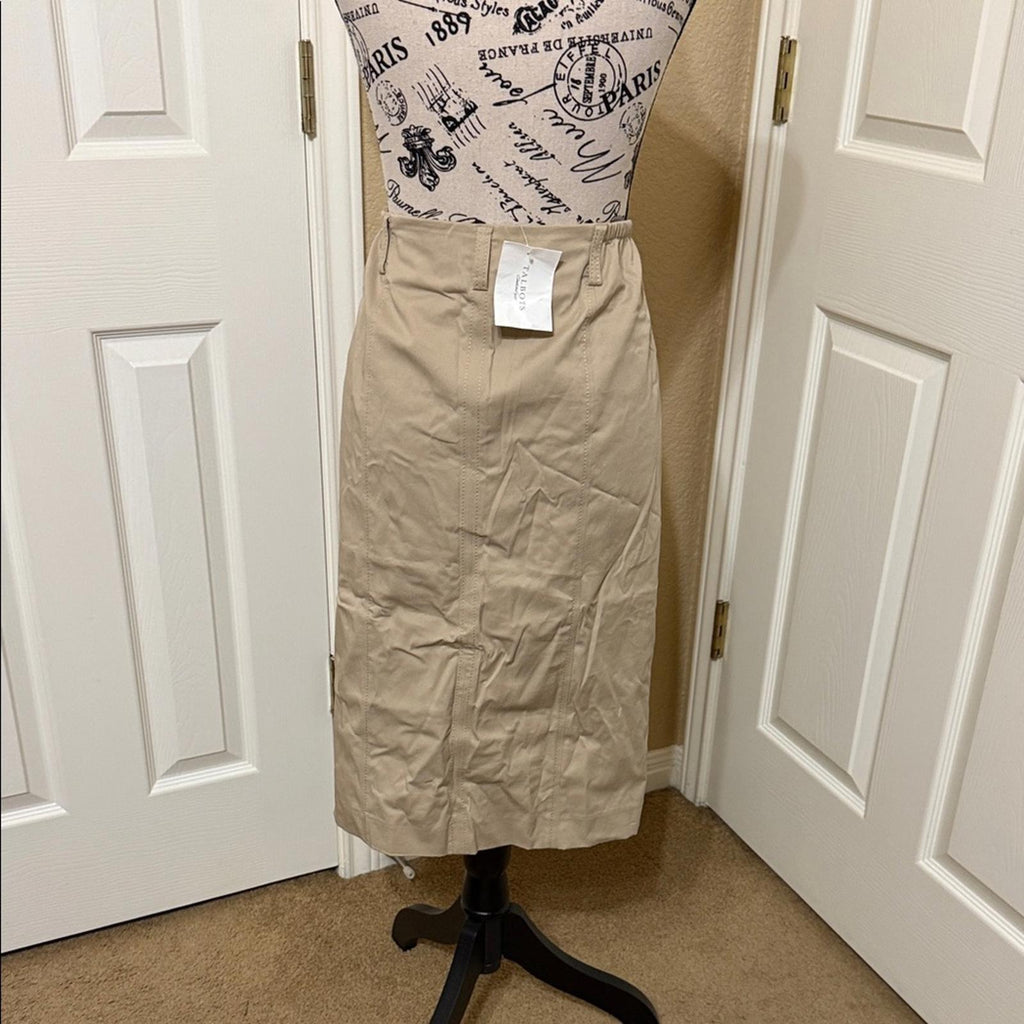 New Talbots Beige Button-Front Skirt 14W