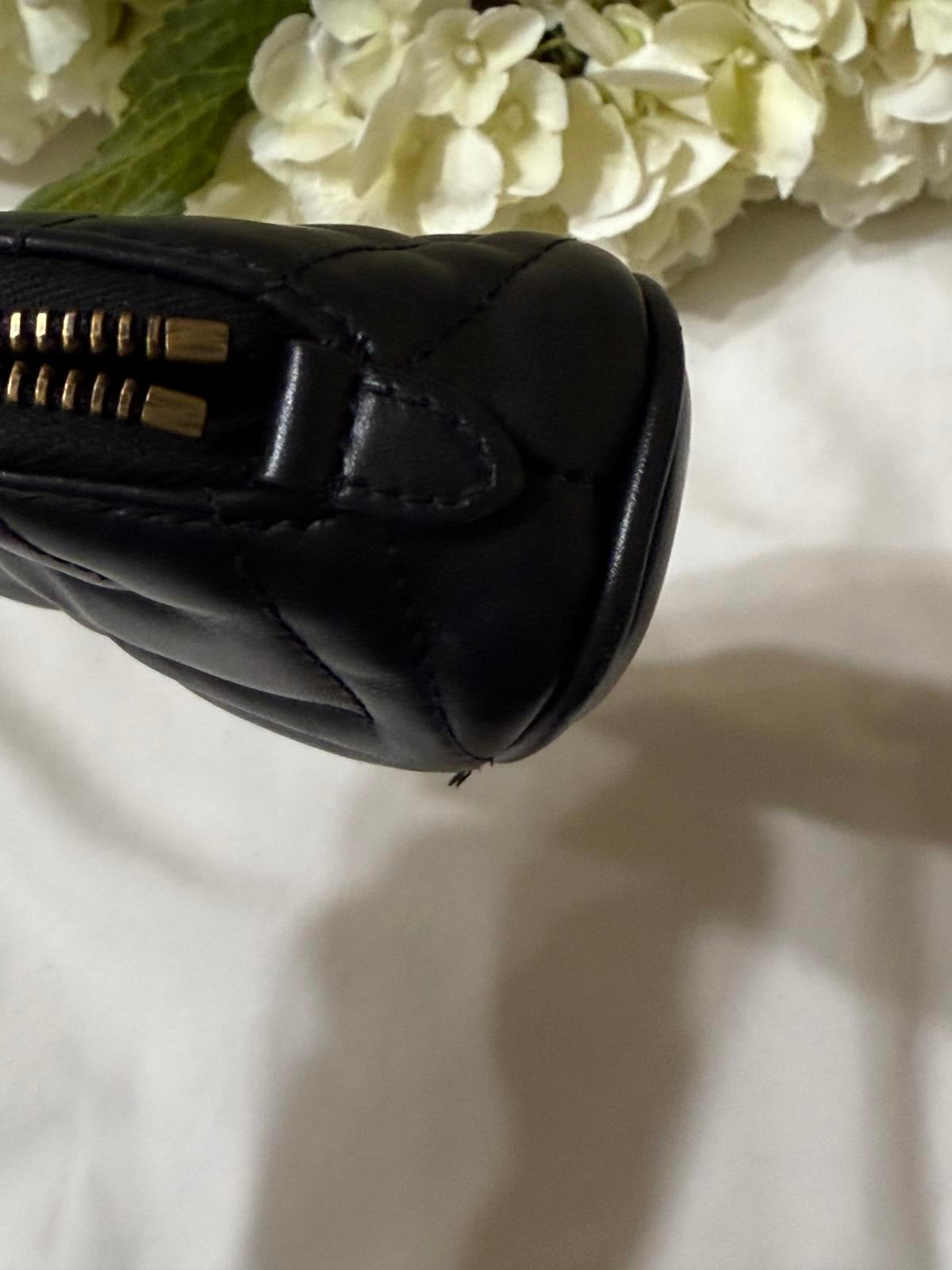 Gucci GG Marmont Black Leather Quilted Makeup Bag