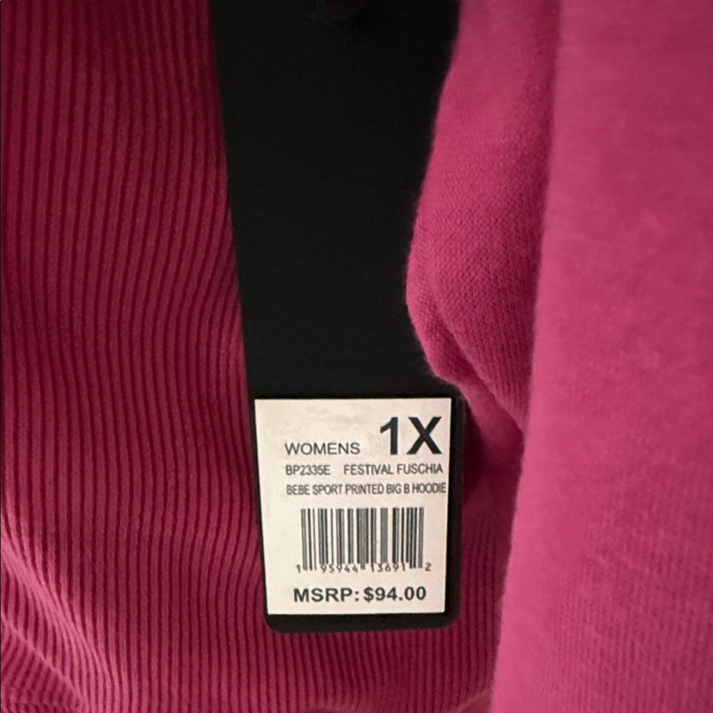 New Bebe Sport Women's Magenta Hoodie 1X