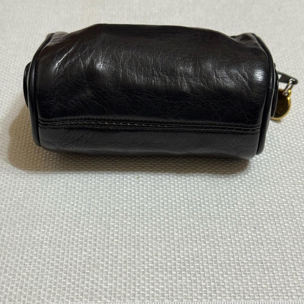 Vintage CHANEL Black Leather Logo Pouch