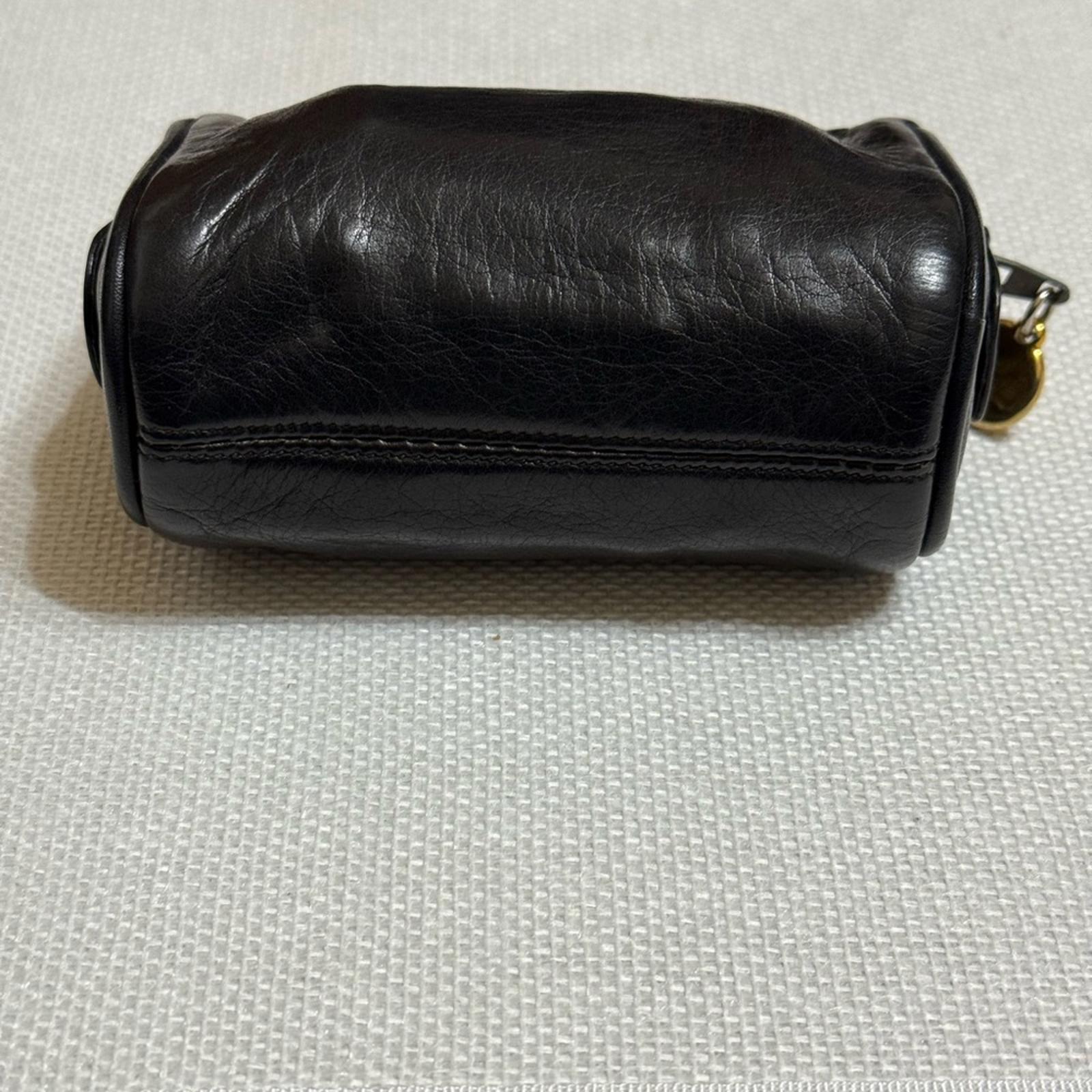 Vintage CHANEL Black Leather Logo Pouch