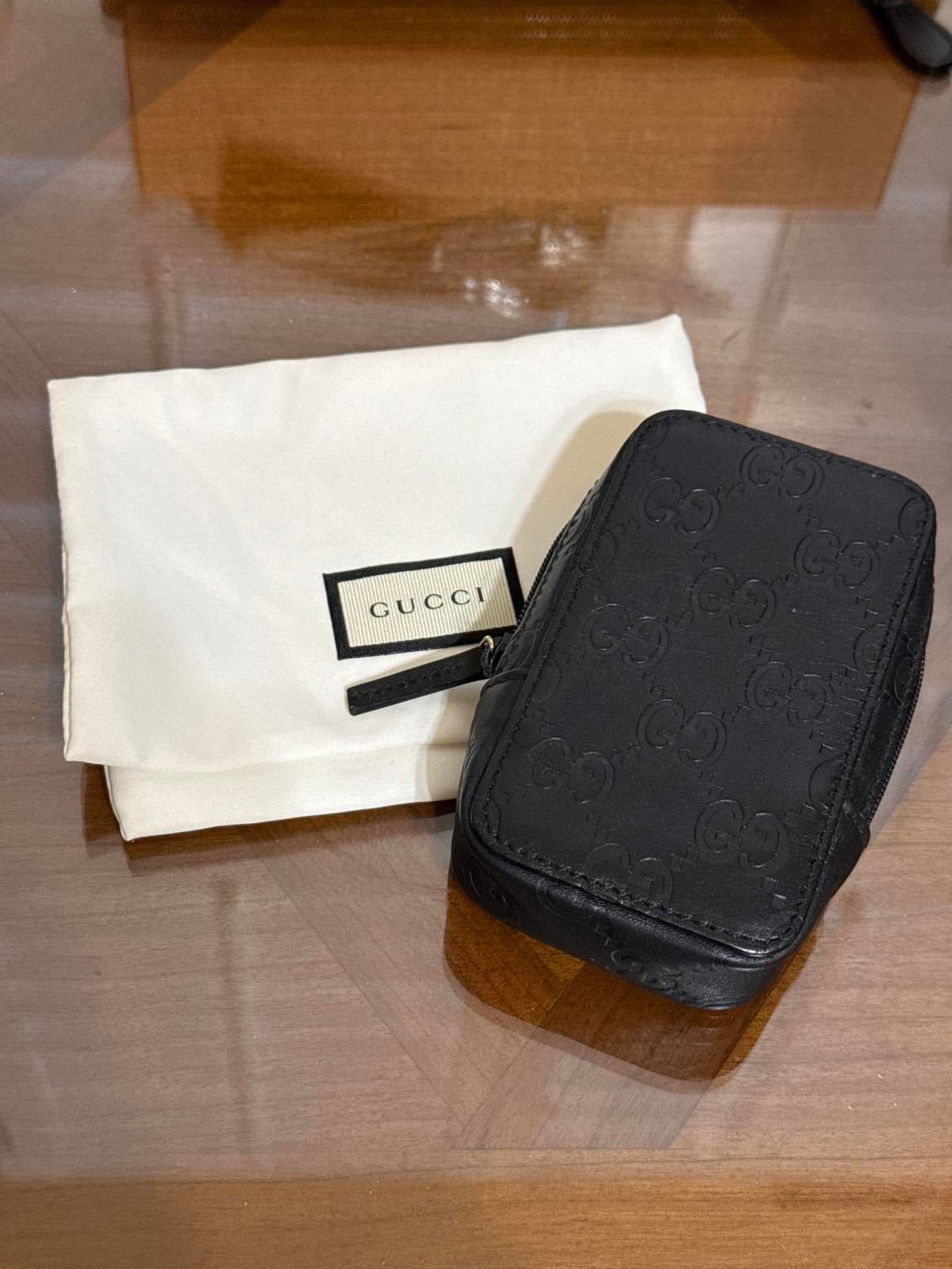 Gucci GG Black Leather Accessory Case