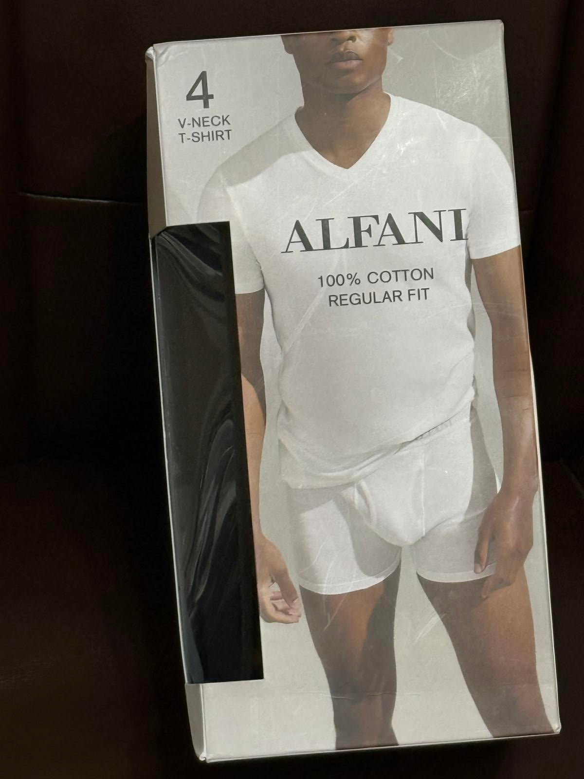 New 4 Alfani Black V Neck T-Shirts Size M