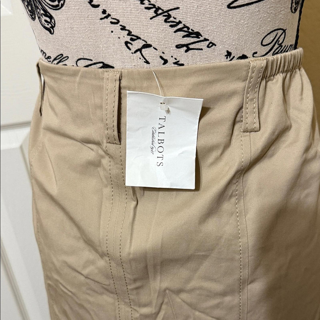 New Talbots Beige Button-Front Skirt 14W