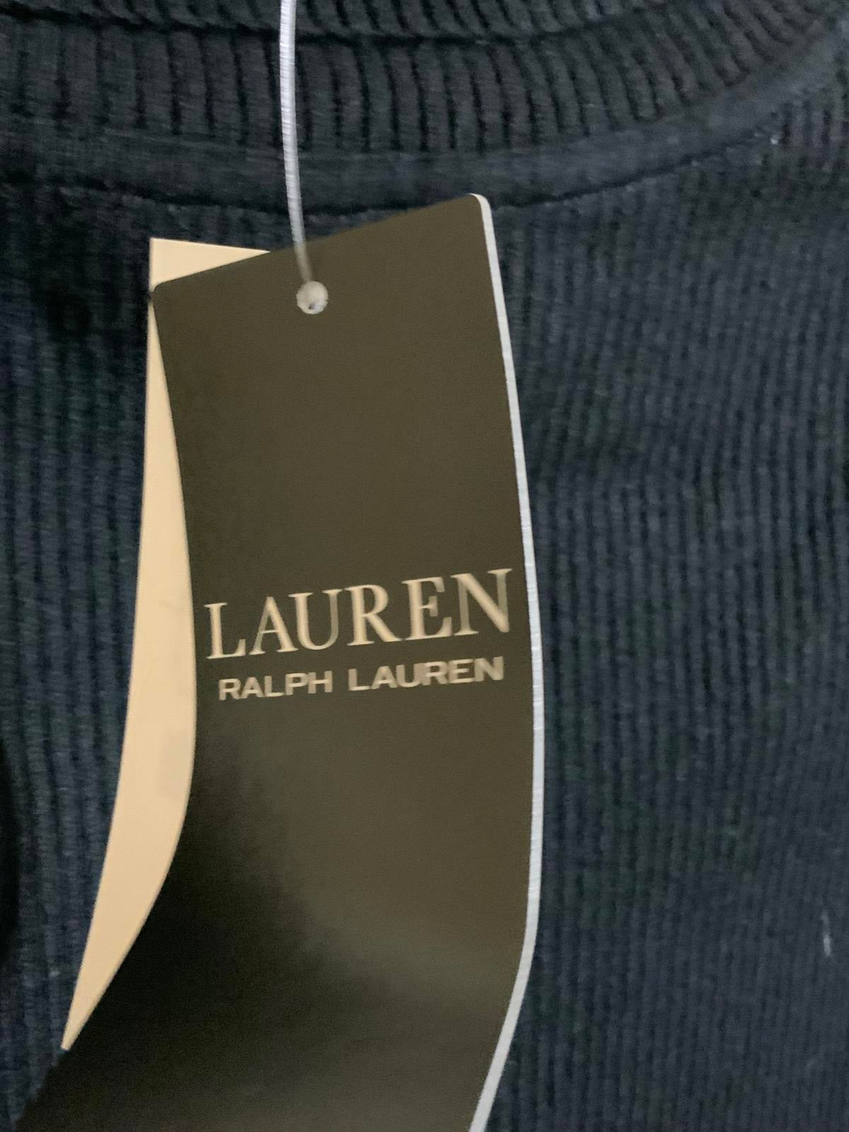 New Ralph Lauren Black Ribbed Mock Neck Top Size L