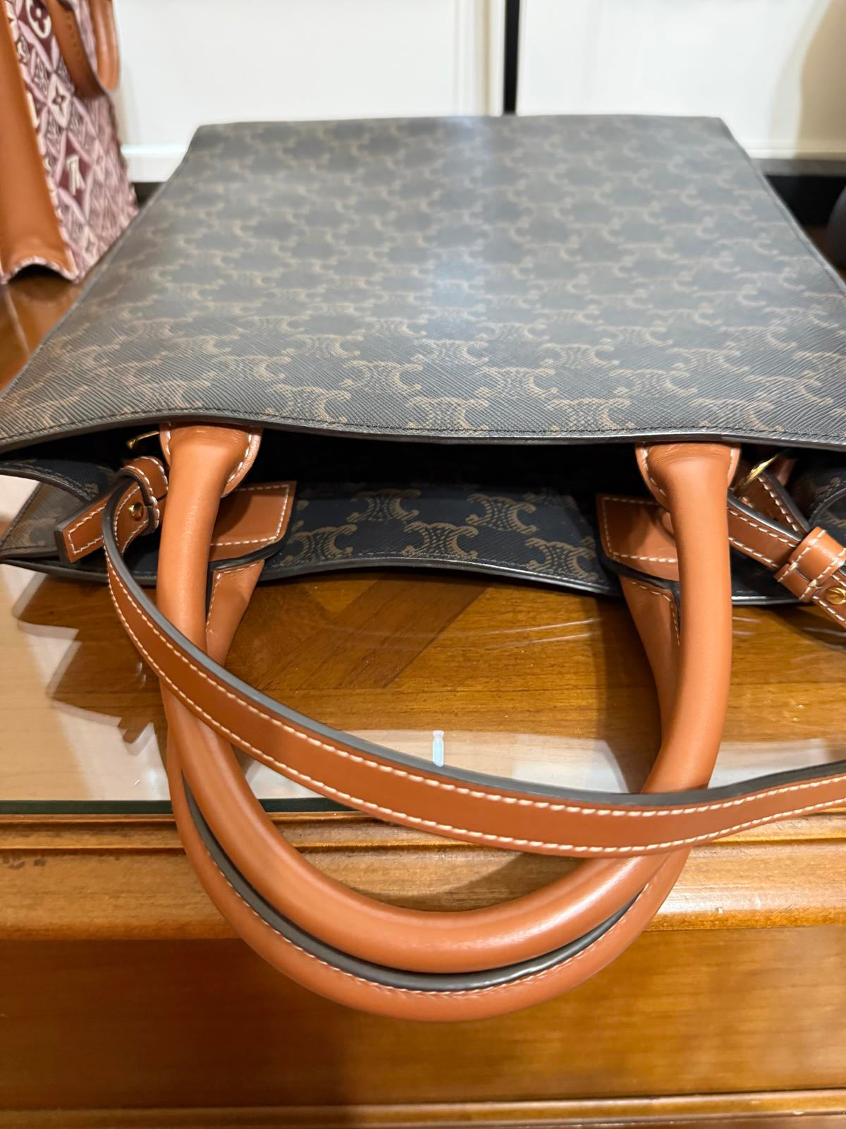 Celine Triomphe Paris Print Small Cabas Tote 2 Way Bag