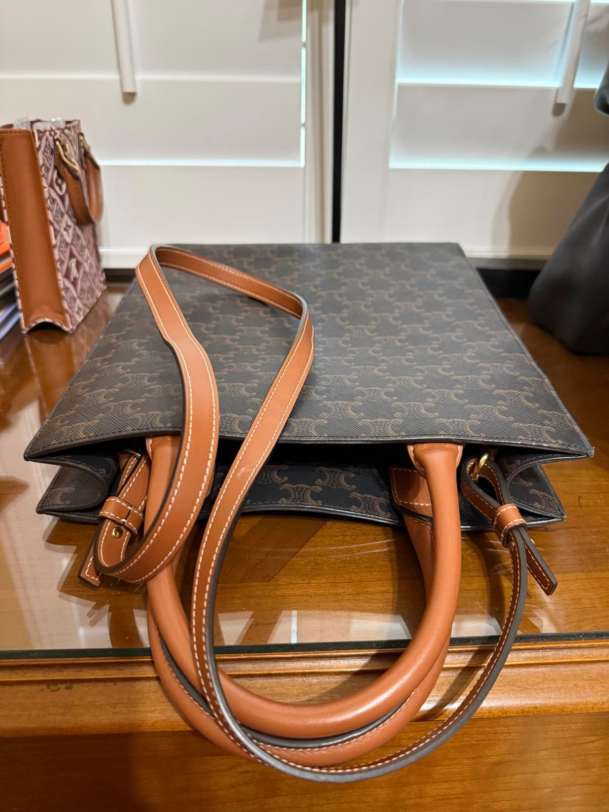 Celine Triomphe Paris Print Small Cabas Tote 2 Way Bag