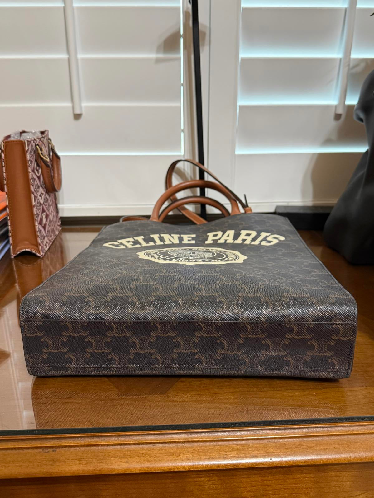 Celine Triomphe Paris Print Small Cabas Tote 2 Way Bag