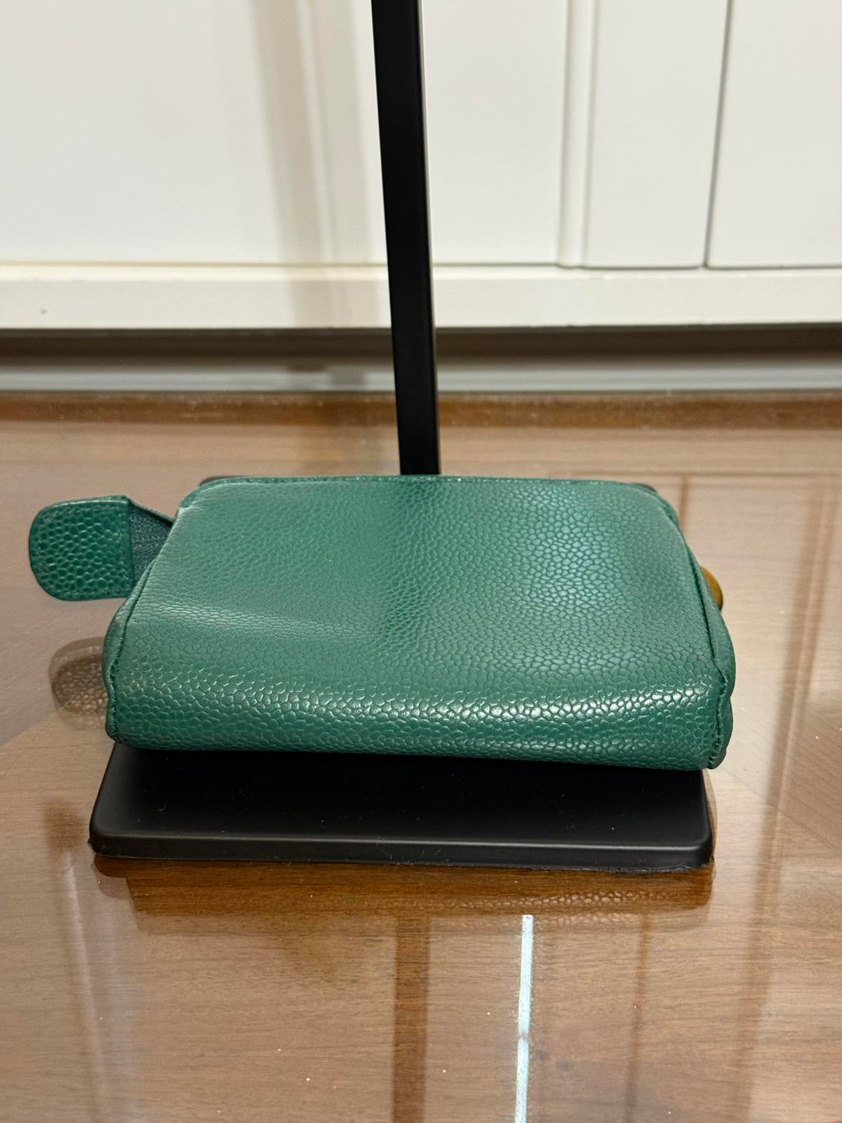 Chanel Green Coco Mark Pouch Grained Leather