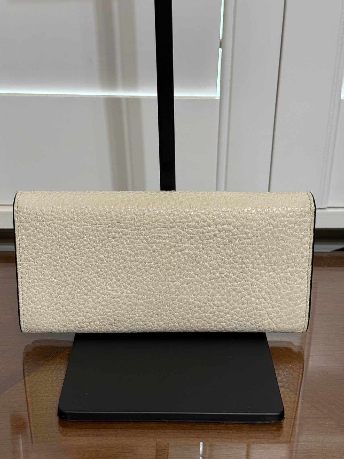 Fendi Beige Leather Trifold Wallet