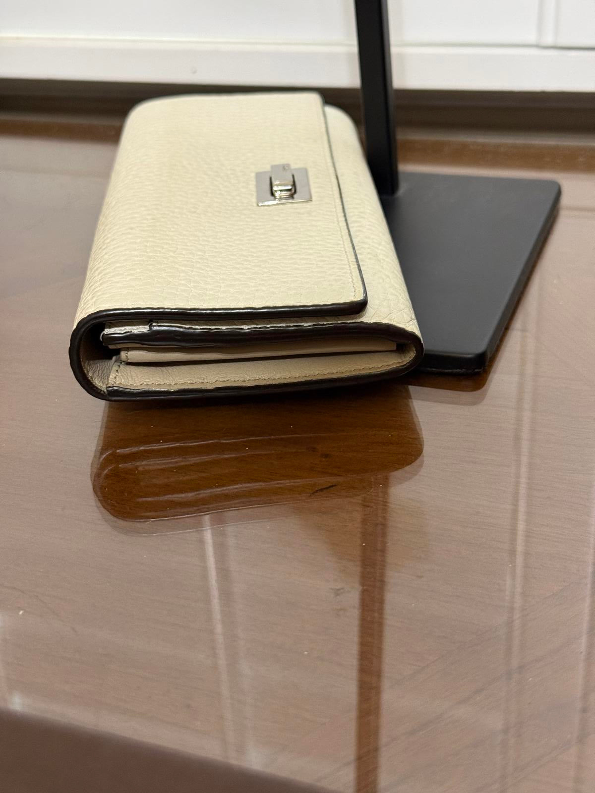 Fendi Beige Leather Trifold Wallet