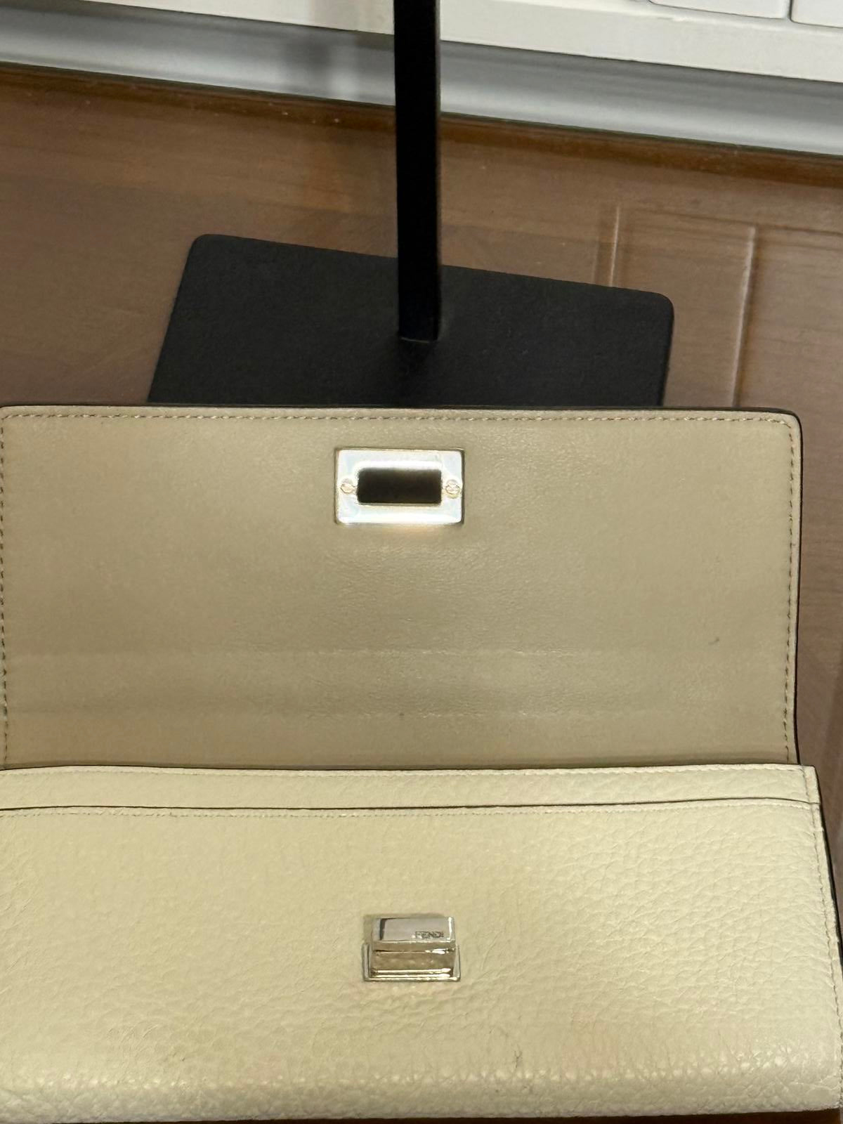 Fendi Beige Leather Trifold Wallet