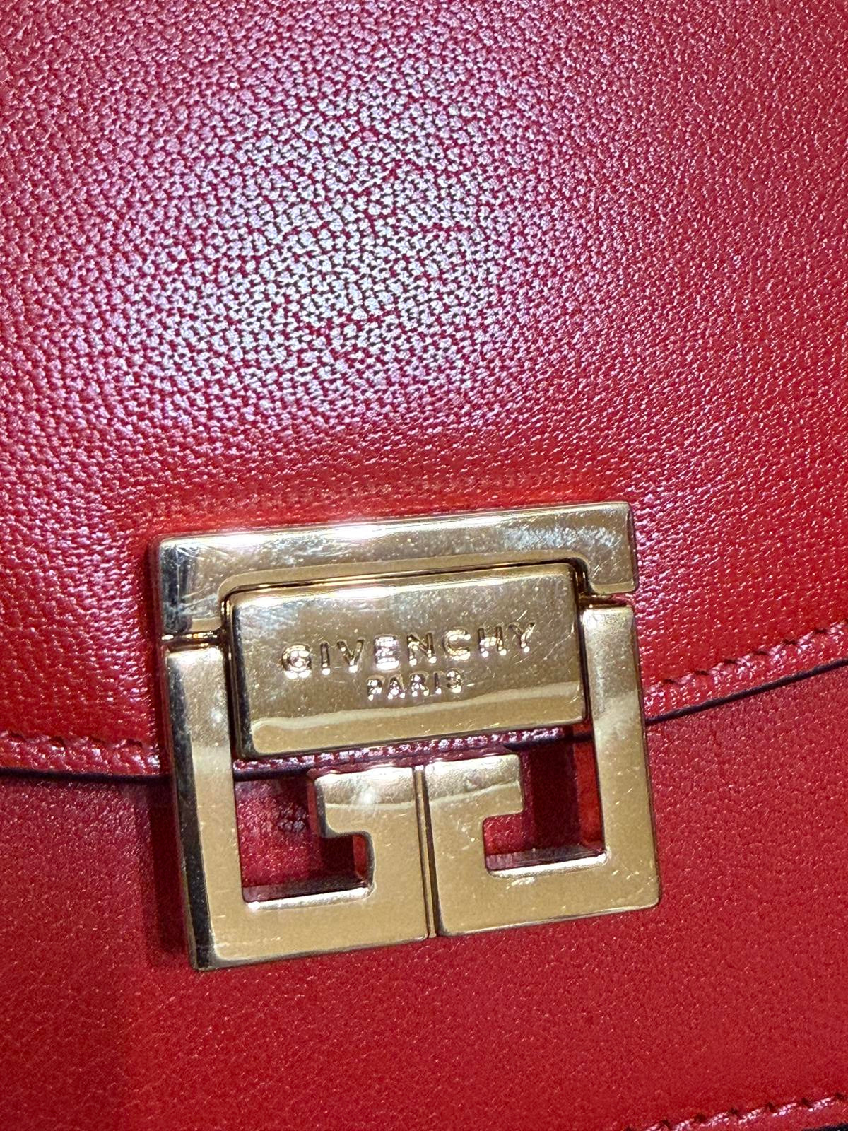 New Givenchy red leather and suede GV3 crossbody bag