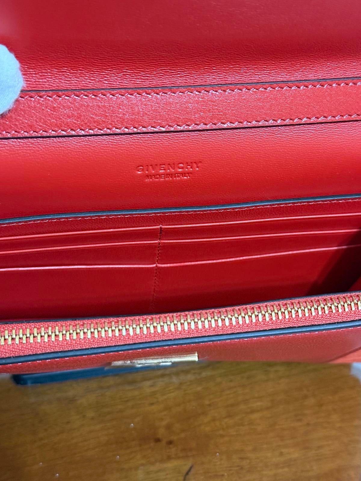 New Givenchy red leather and suede GV3 crossbody bag