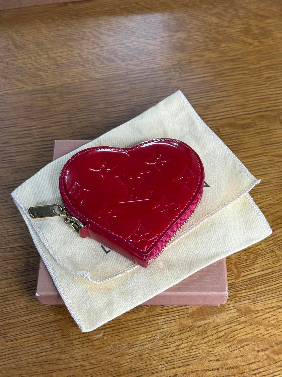 Louis Vuitton Vernis Porte Monnaie Heart Coin Purse and Charm