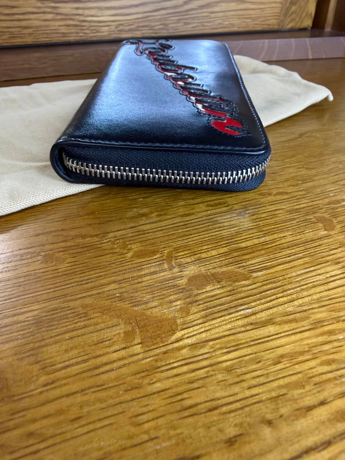 Christians Louboutin Panettone Black Leather Long Zip Around Wallet