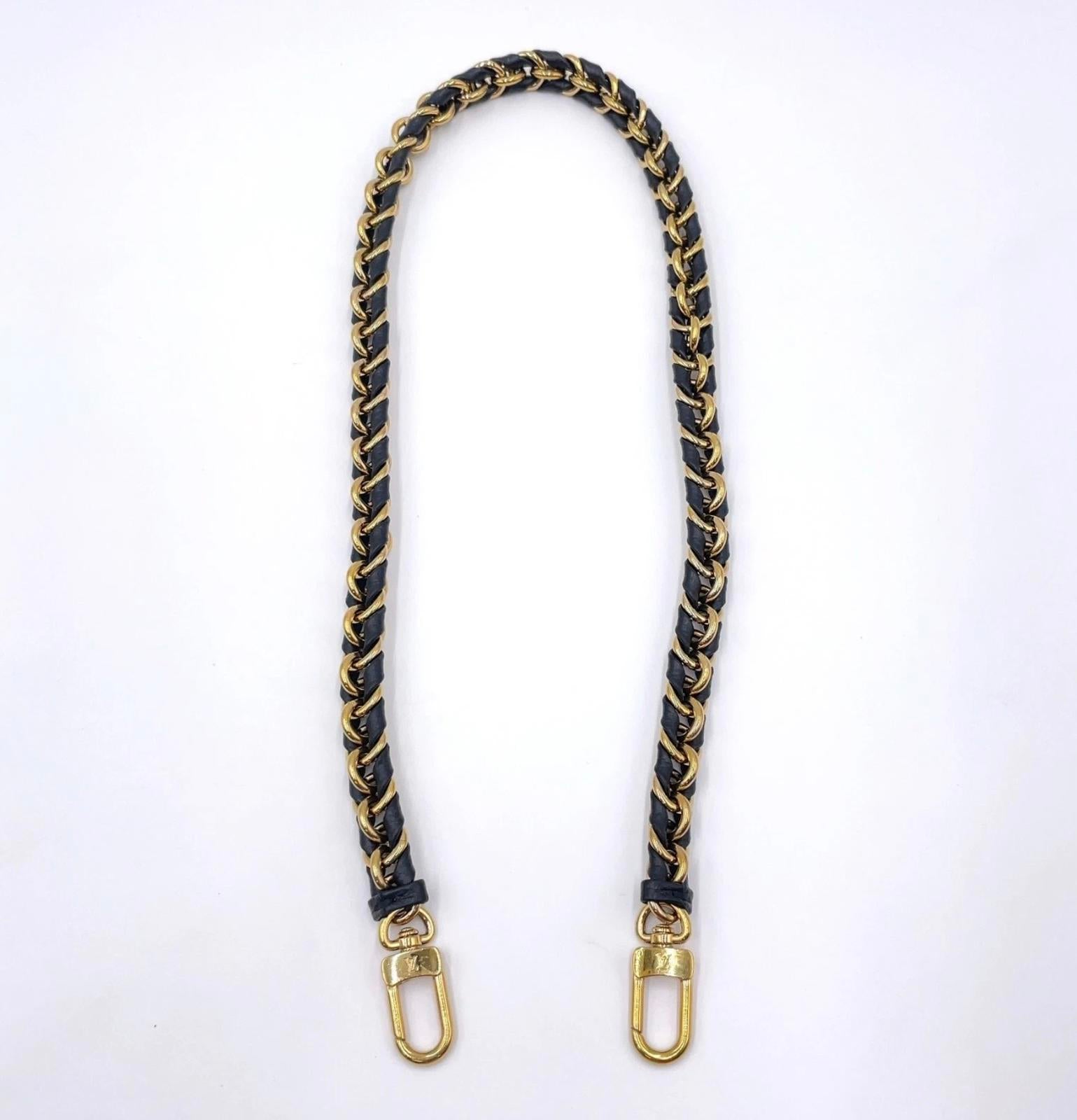 Louis Vuitton GD Chain Shoulder Strap Leather Black