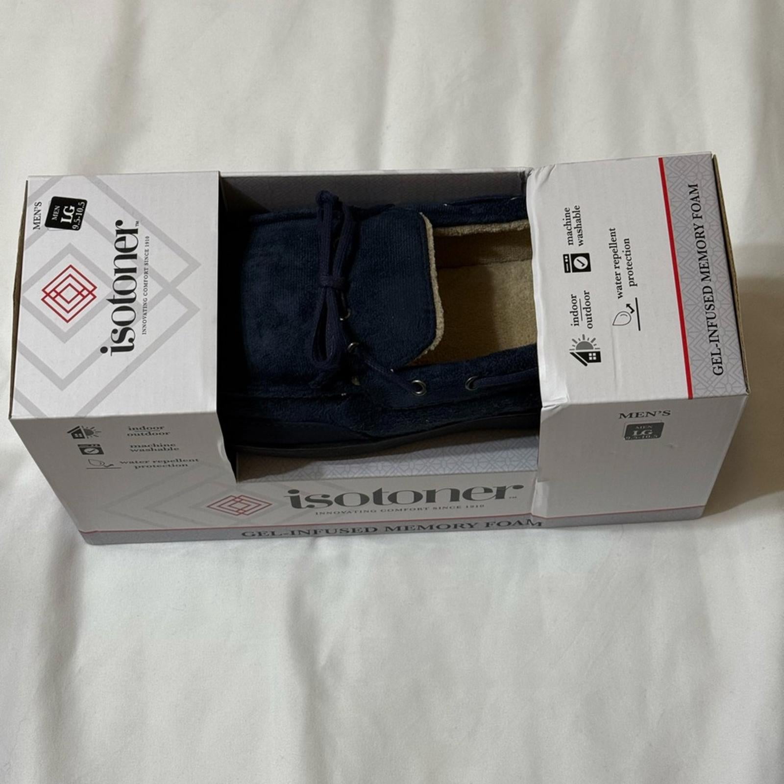 Isotoner Men's Navy Suede Slippers LG 9.5-10.5