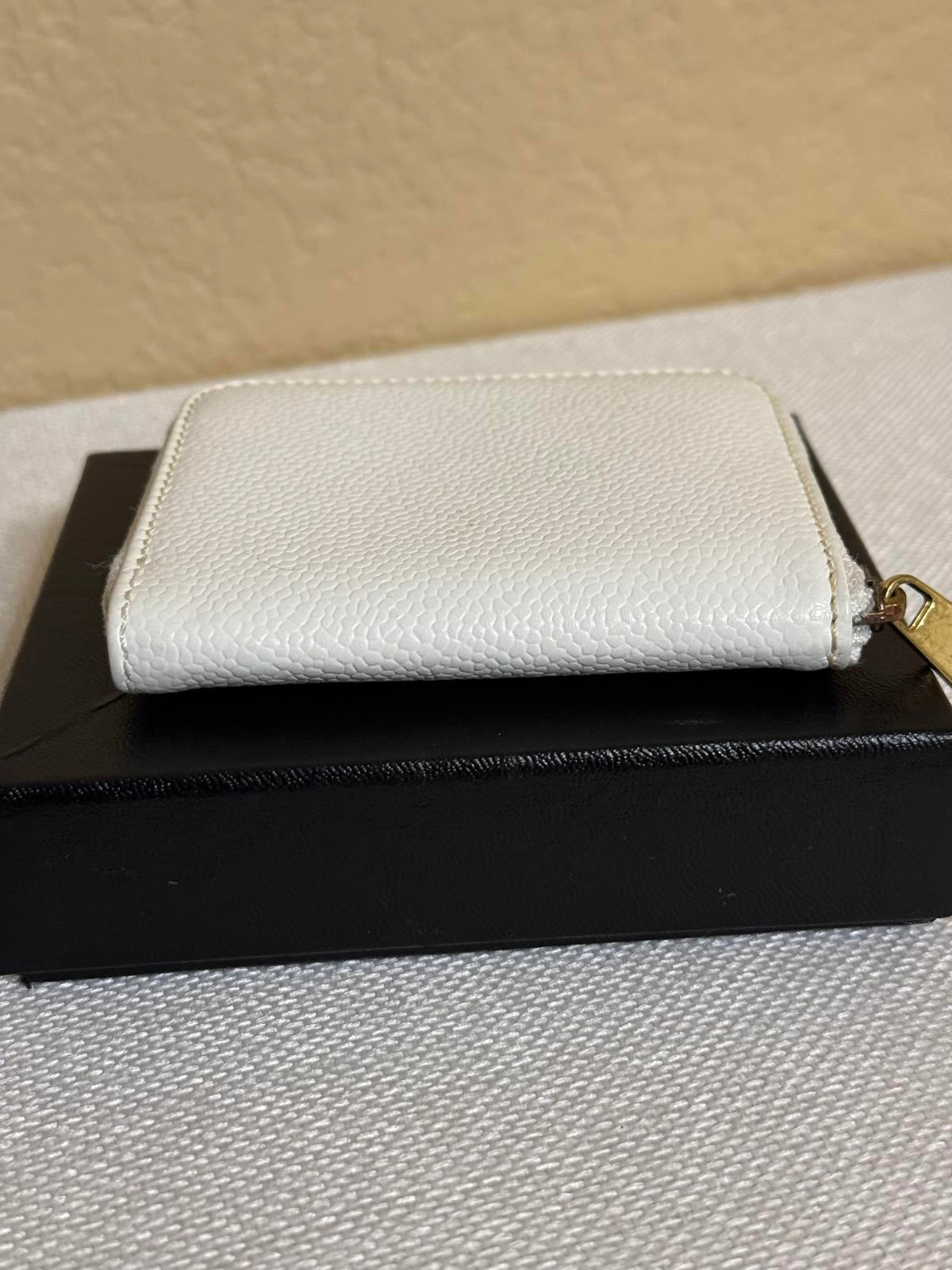 Chanel Card Wallet in White Grained Leather