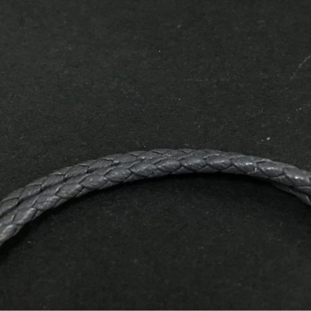 Bottega Veneta Dark Gray Braided Leather Bracelet