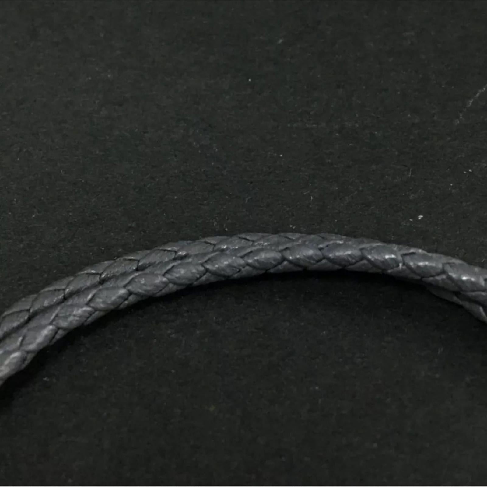 Bottega Veneta Dark Gray Braided Leather Bracelet